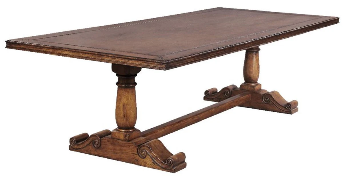 Luxury country house style dining table brown 275 x 116 x H. 77 cm - Rustic solid wood kitchen table - Rustic country house style solid wood dining room furniture