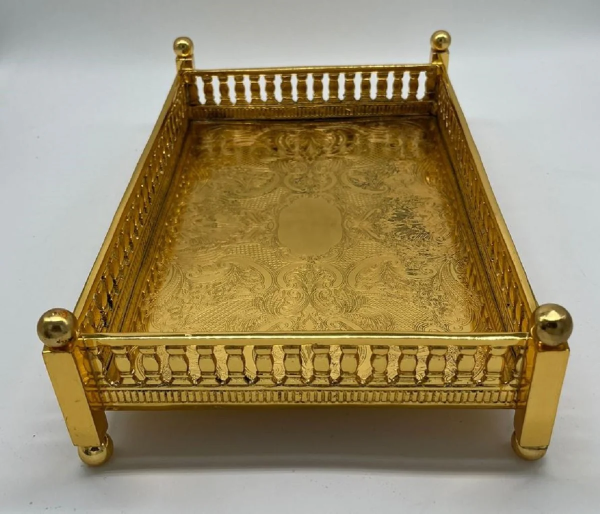 Luxus Messing Serviertablett Gold 32 cm