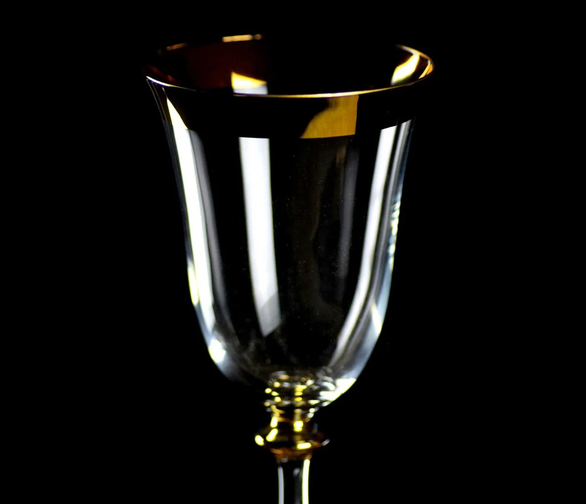 Luxury Baroque white wine glass set of 6 gold Ø 8 x H. 20 cm - Handmade wine glasses - Hotel & Restaurant Accessories - Luxury quality
