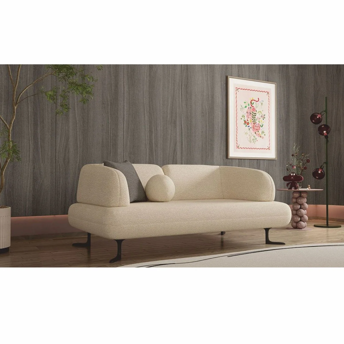 Luxury 2 seater sofa with adjustable backrests cream / black 169 cm - luxury furniture