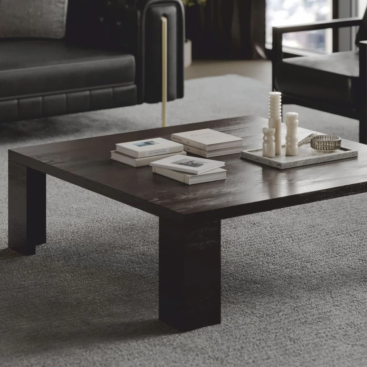 Luxury coffee table dark brown 140 cm - living room & hotel furniture