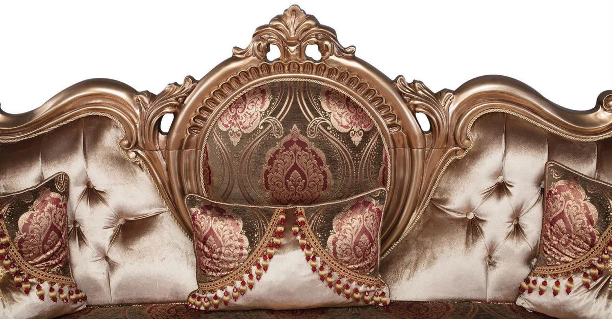 Luxury Baroque Sofa Bronze / Brown / Bordeaux Red 233 x 89 x H. 115 cm - Living Room Furniture - Baroque Furniture