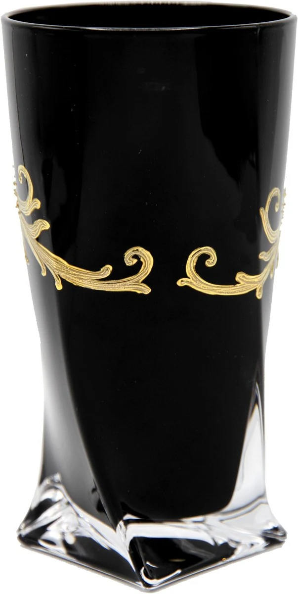 Pompöös by Luxus water glass with 24 carat gold plating black / gold Ø 8 x H. 13.5 cm - Pompöös drinking glass designed by Harald Glööckler