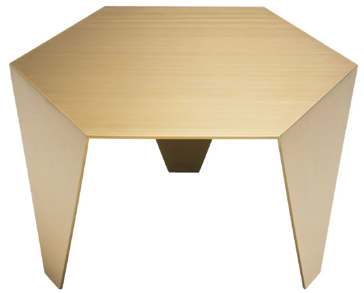 Luxury side table brass colored 57.5 x 50 x H. 34.5 cm - 6 square stainless steel table - luxury living room furniture - luxury quality