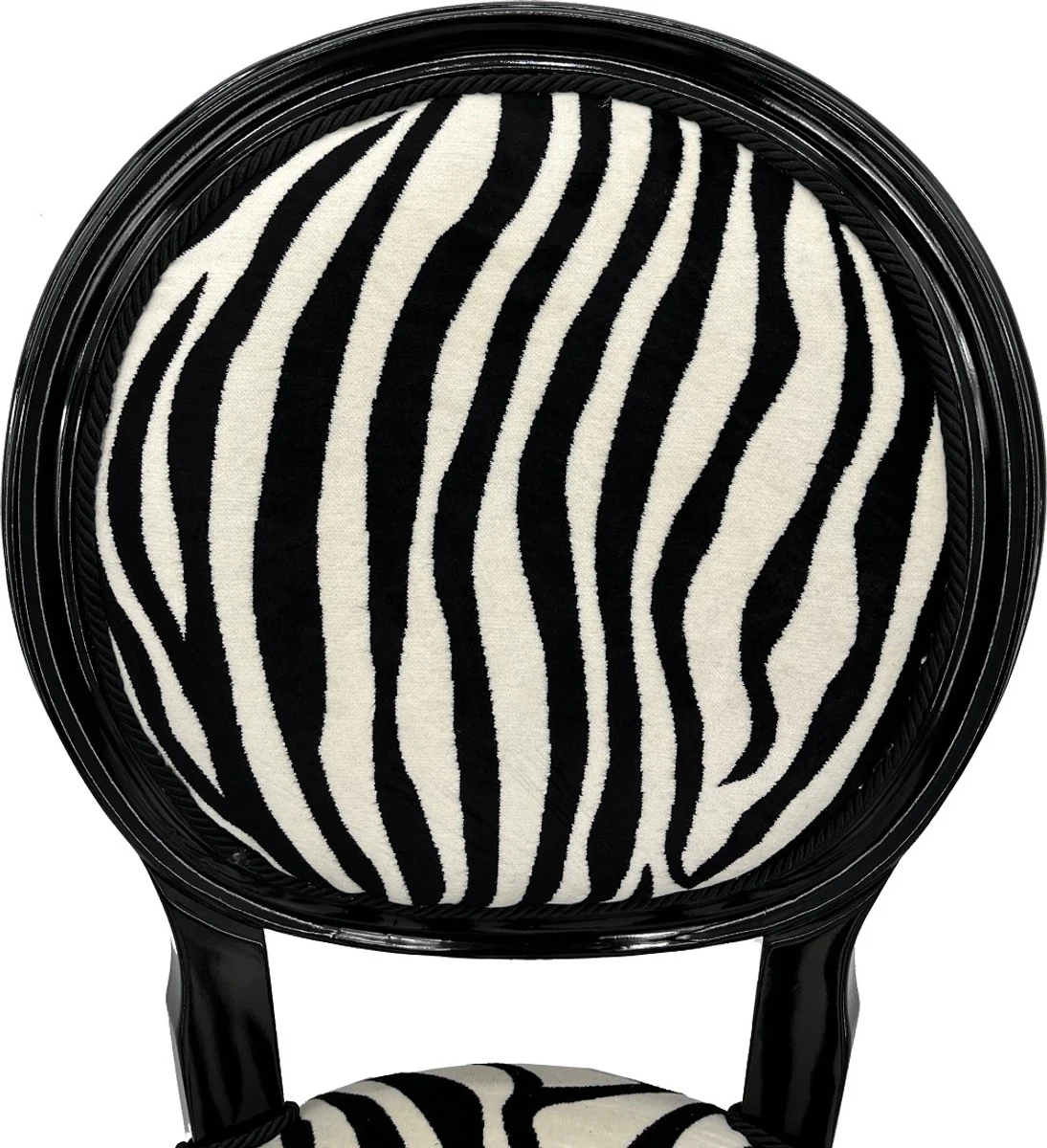 Luxury baroque dining room chair zebra / black - handmade antique style chair with elegant velvet fabric - dining room furniture in baroque style - baroque furniture - baroque furnishings