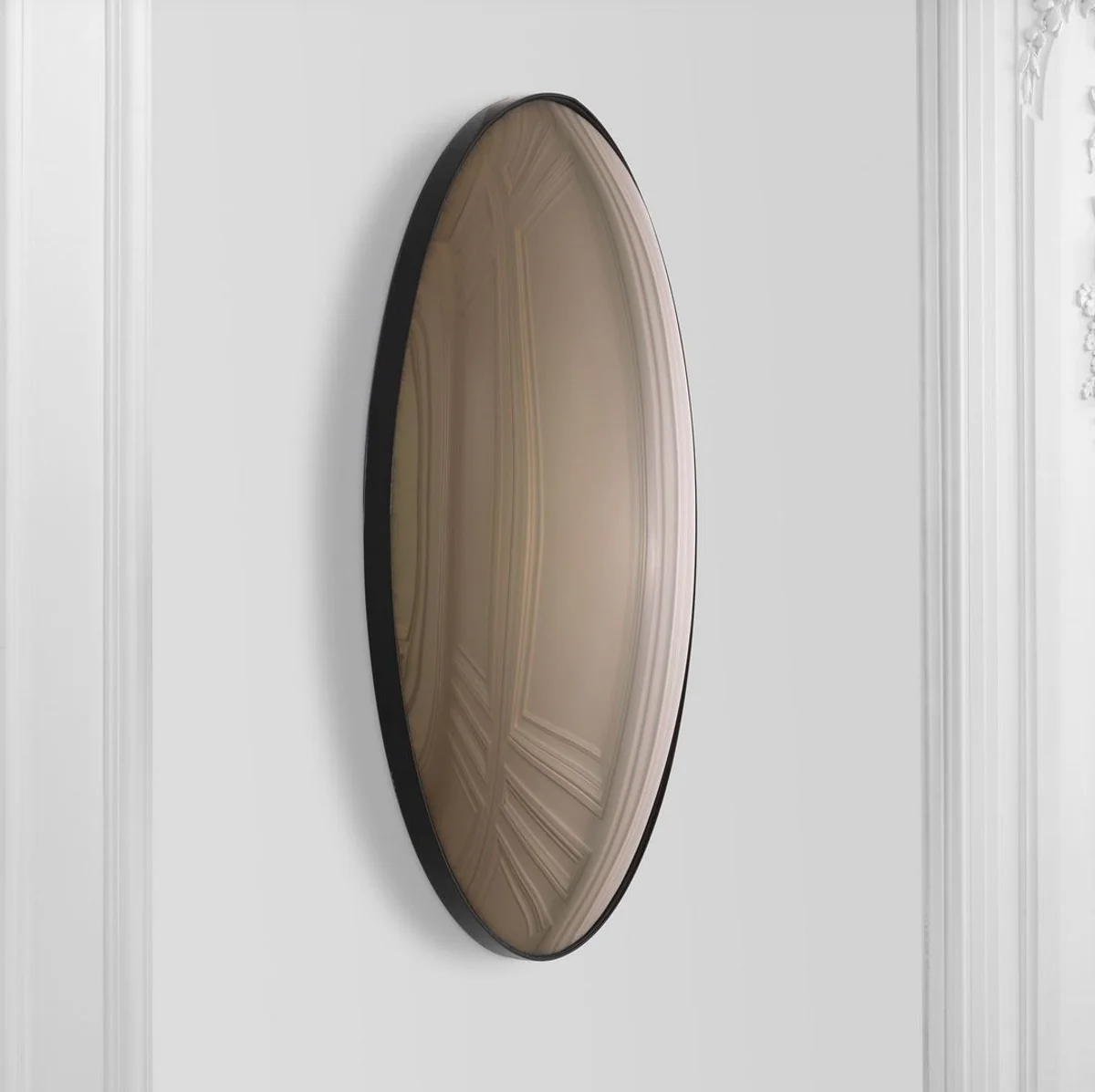 Luxury mirror brown / black Ø 91 cm - Round convex wall mirror - Luxury furniture