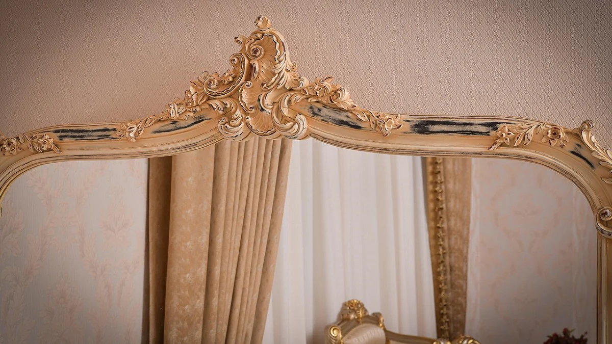 Luxury Baroque Mirror Antique Cream H. 171 cm - Baroque Furniture - Made in Italy