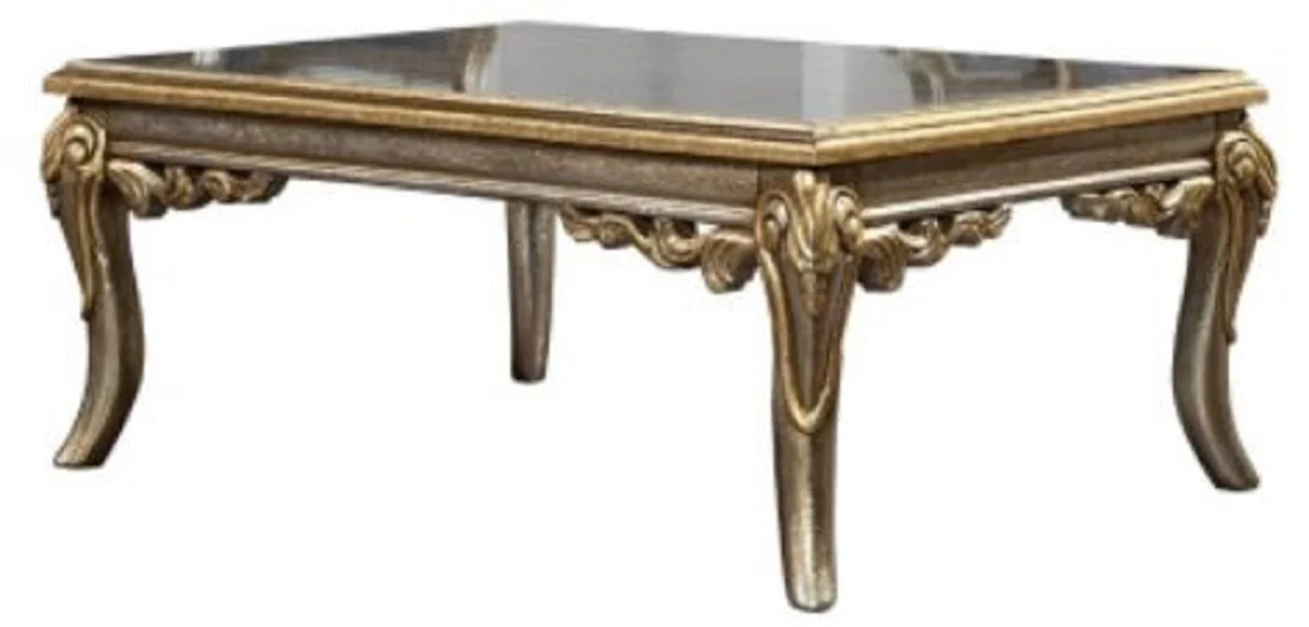 Luxury Baroque Coffee Table Silver / Gold - Handcrafted Solid Wood Living Room Table in Baroque Style - Baroque Living Room Furniture - Noble & Magnificent