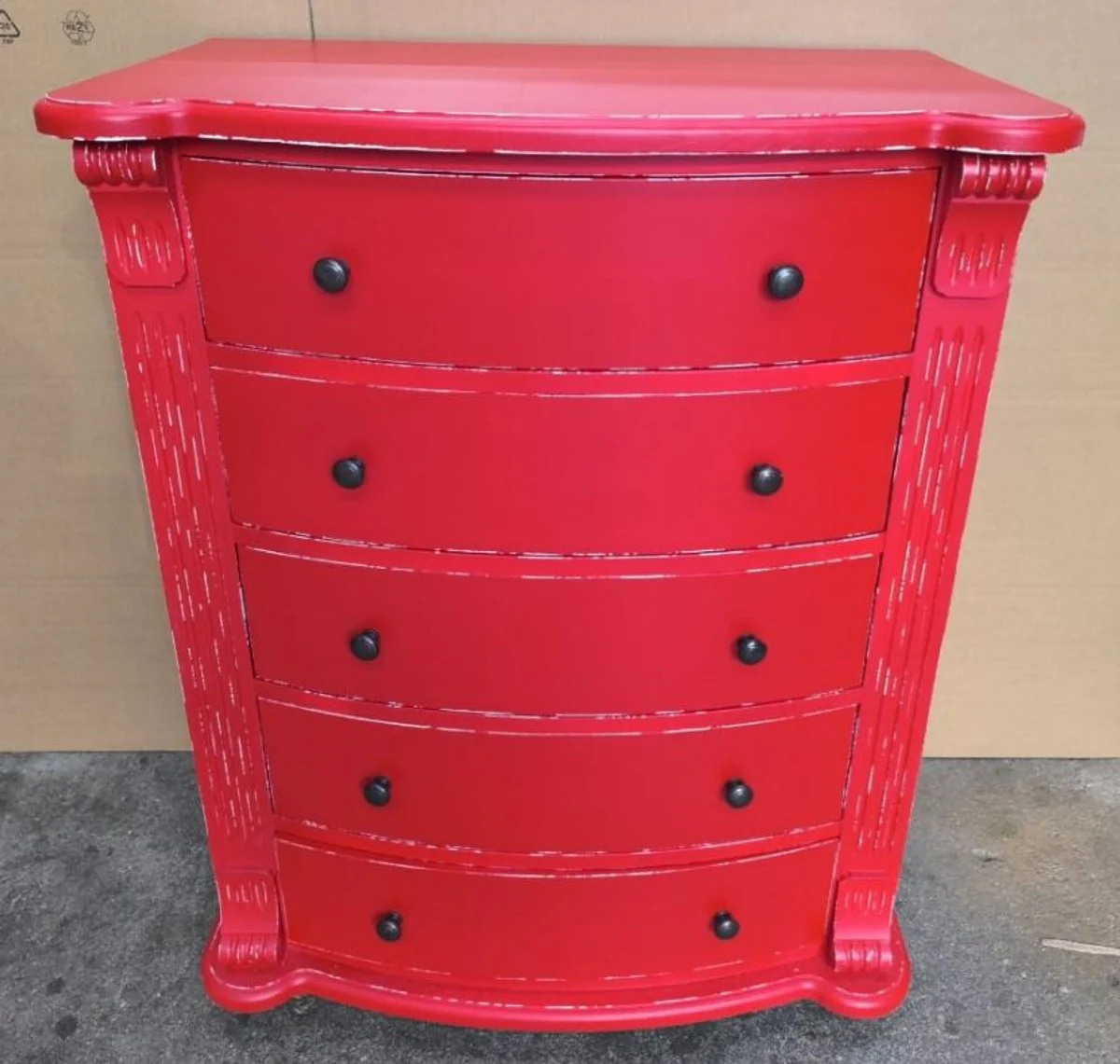 Country house style chest of drawers with 5 drawers antique red H. 100 cm