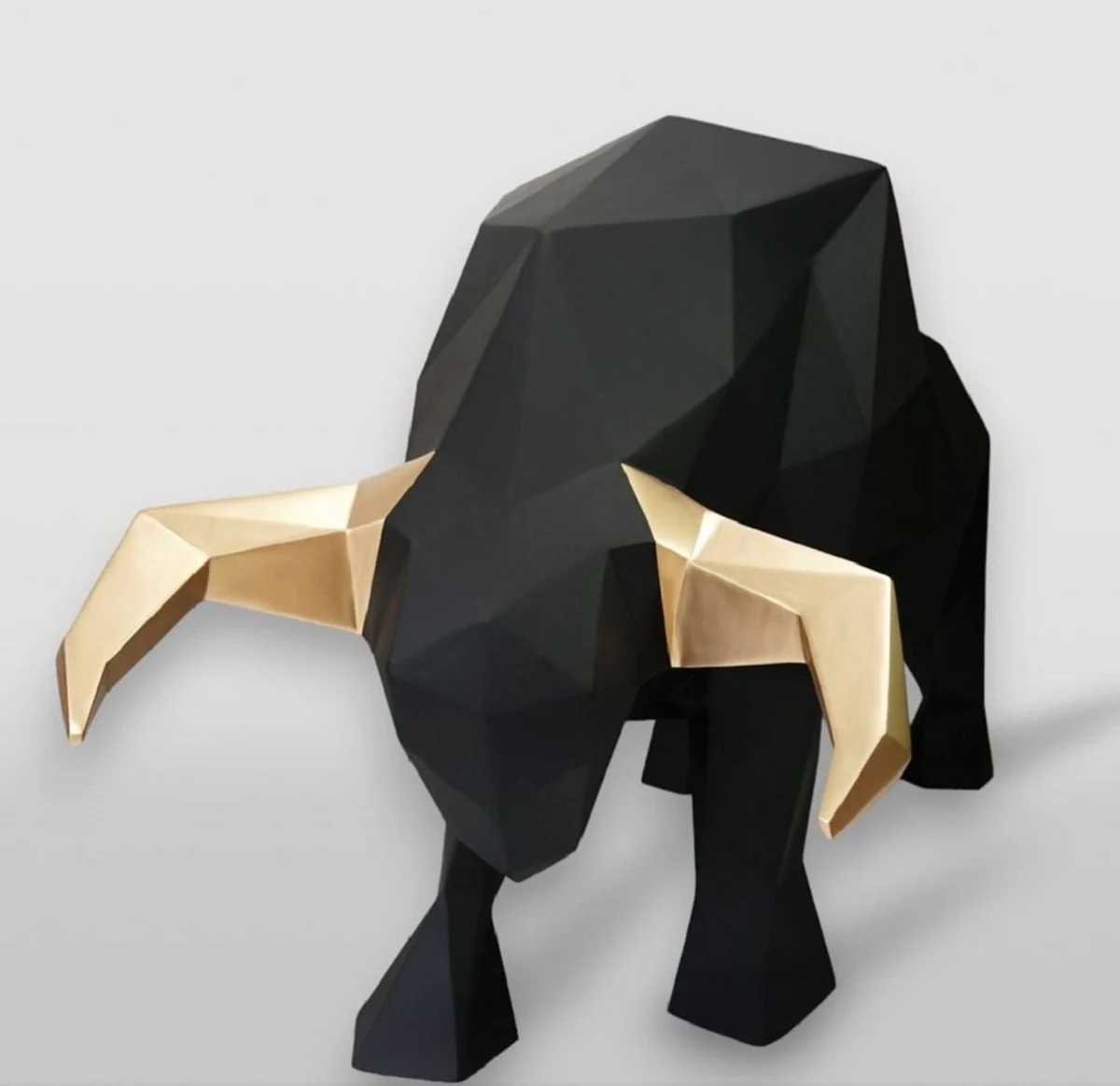 XXL decorative sculpture bull black / gold 220 cm - life-size abstract garden decoration figure