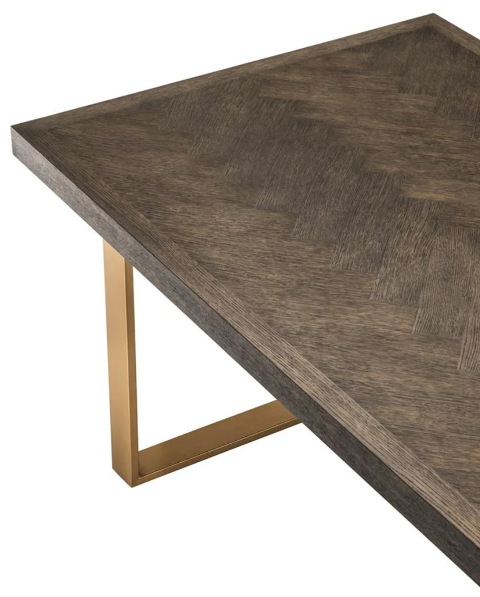 Luxury dining table dark brown / brass 300 x 115 x H. 75 cm - Luxury dining room table