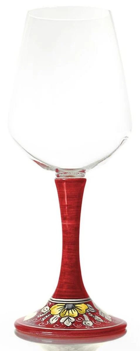 Luxury wine glass set of 6 red / multicolored H. 23.5 cm - Handmade & hand-painted wine glasses - Hotel & Restaurant Accessories - Luxury quality - Made in Italy
