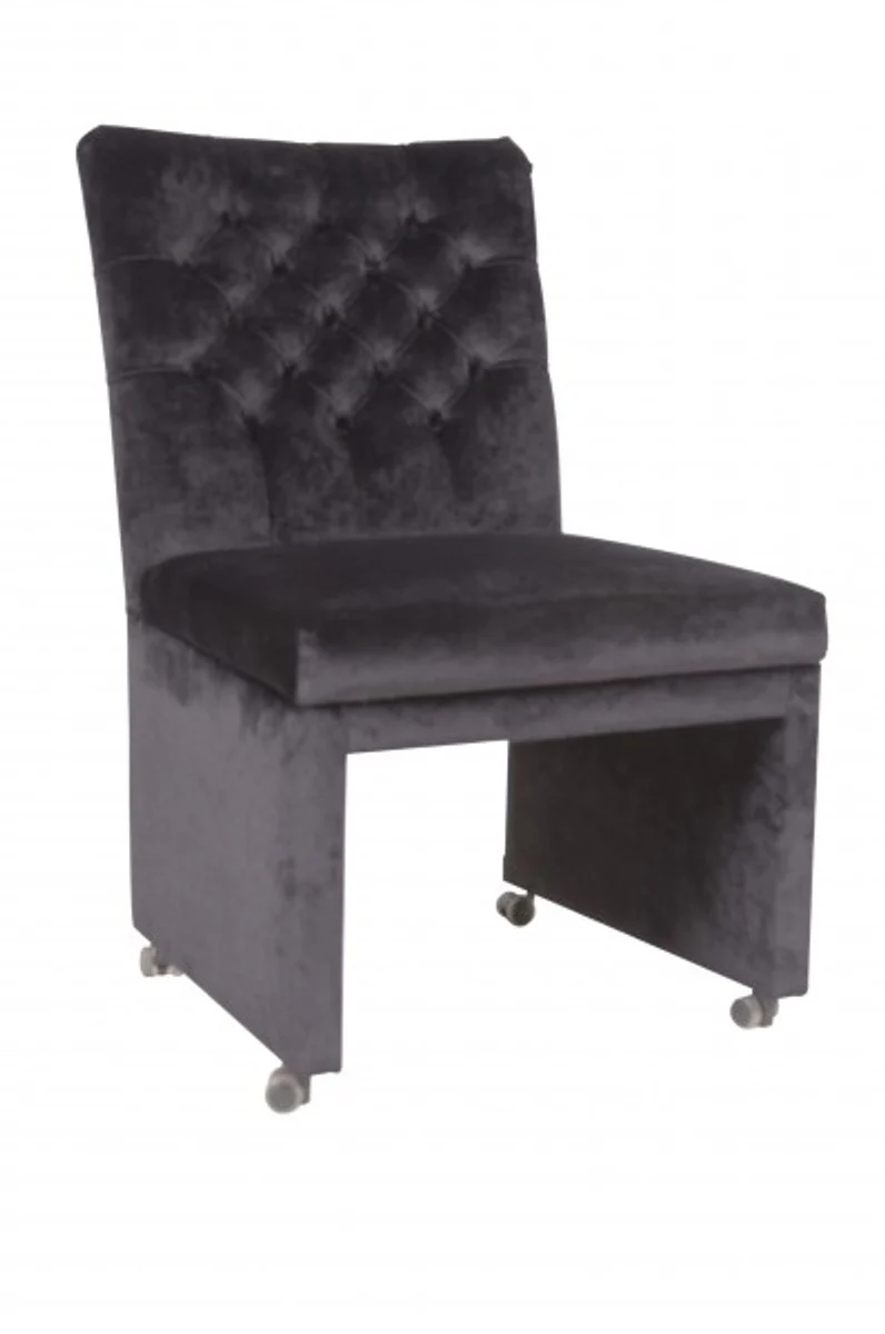 Designer dining room chair / armchair ModEF 320 black velvet - hotel furnishings - armchair on wheels