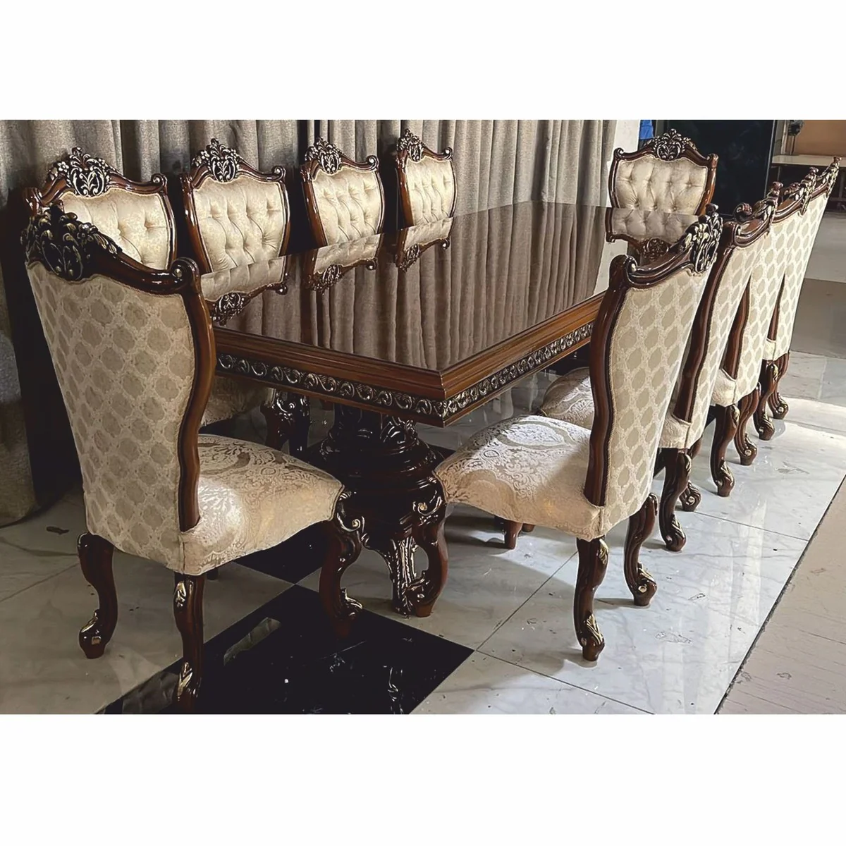 Luxury Baroque Dining Room Chair Gold / Brown / Gold - Baroque Furniture