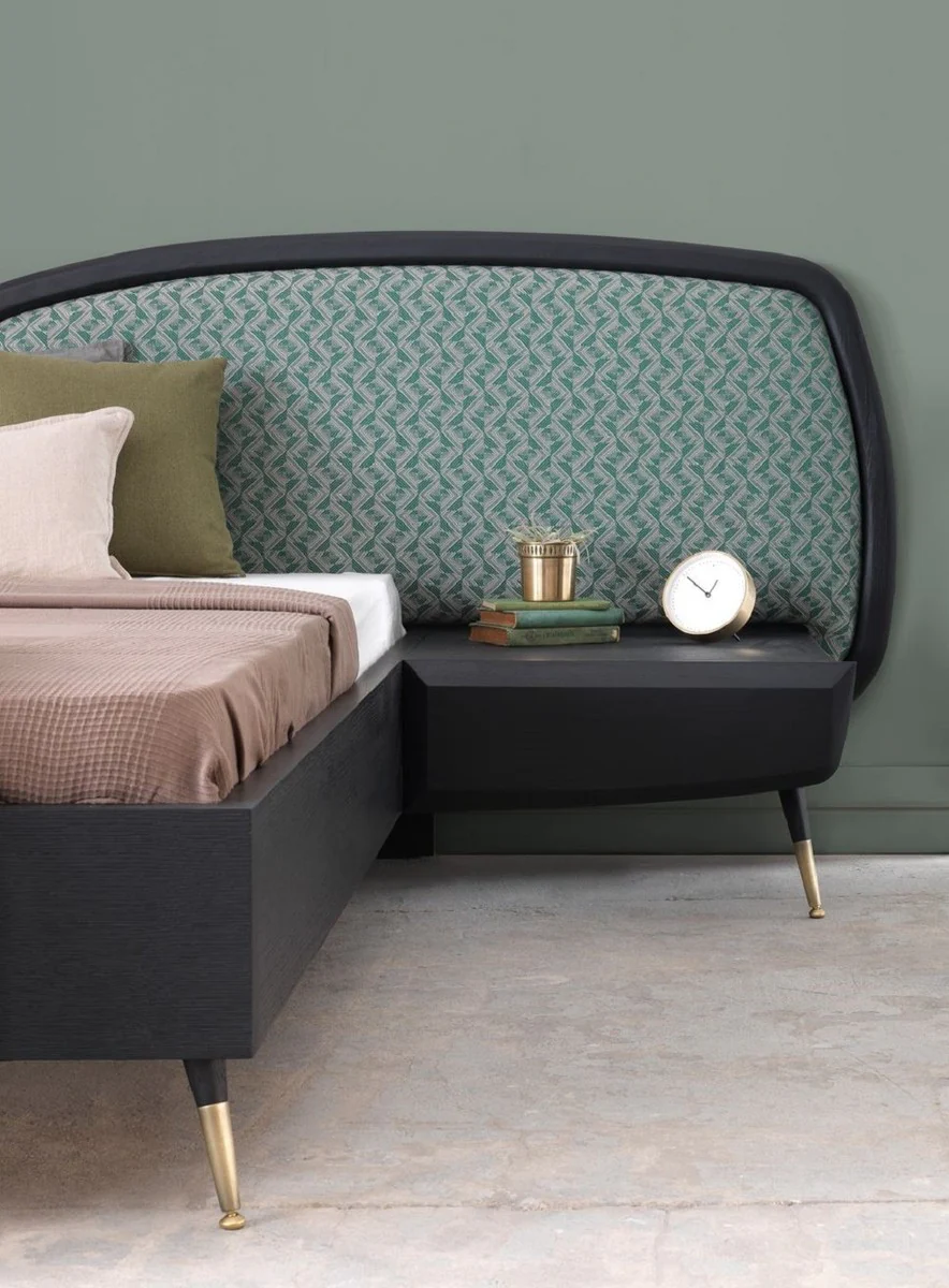 Luxury Bedroom Set Green / Black / Antique Brass - 1 Double Bed with Headboard & 2 Nightstands - Luxury Bedroom Furniture - Luxury Bedroom Furnishings