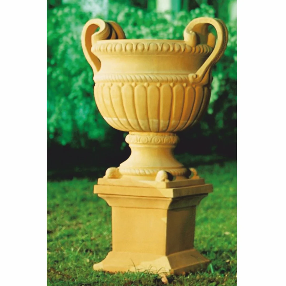 Luxury baroque ceramic flower pot yellow Ø 72 x H. 78 cm - garden decoration