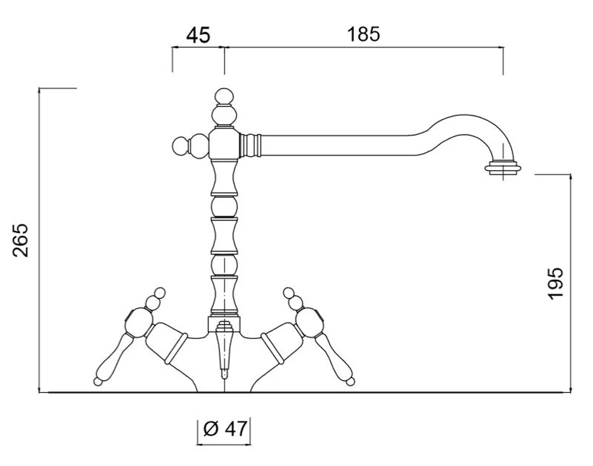 Art Nouveau Retro Single Hole Washbasin Mixer Silver / White H. 26.5 cm - Wash Basin Fitting Made in Italy