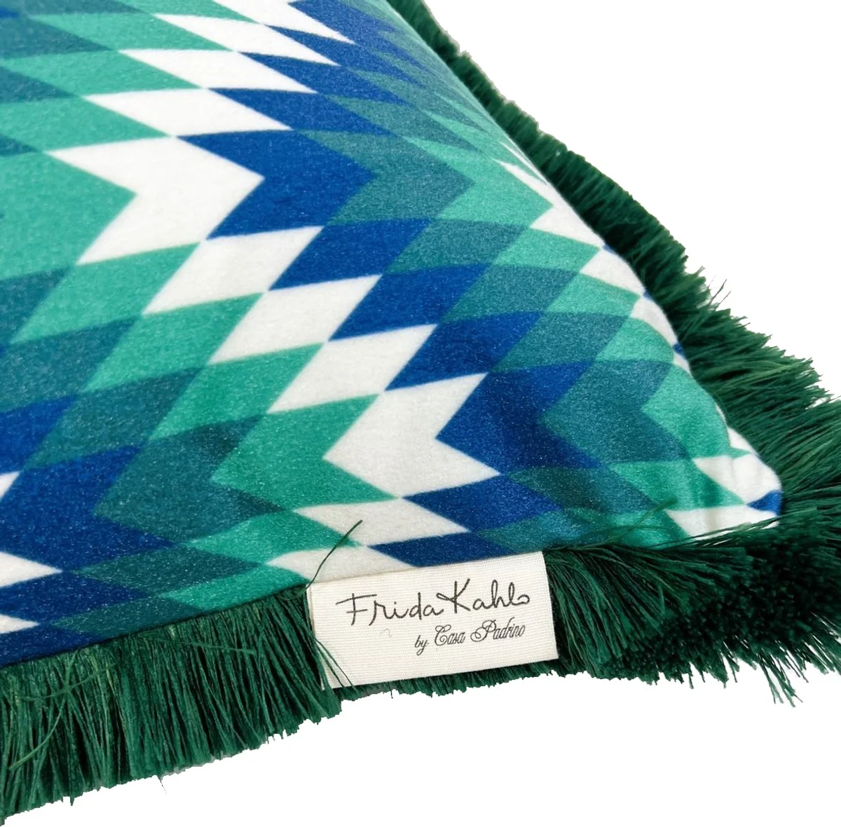 Frida Kahlo by Luxury decorative cushion with rhinestones green / colorful