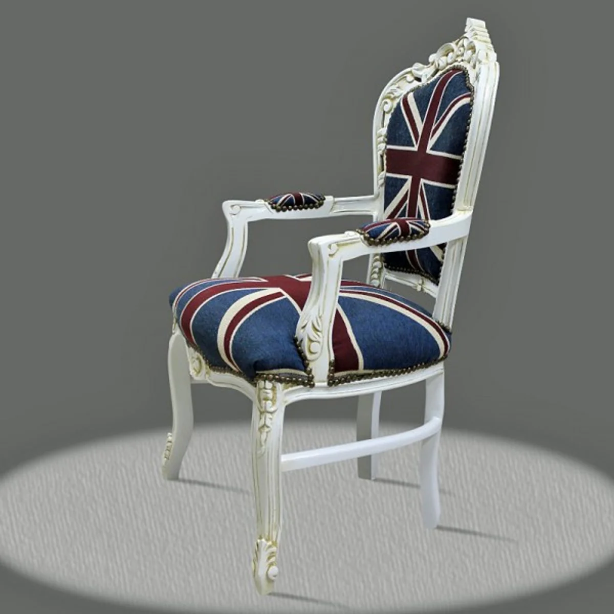 Baroque dining room with armrests Union Jack / antique style white - antique style