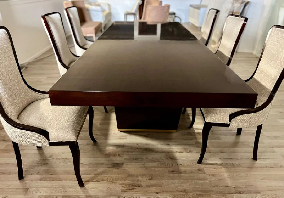 Luxury dining table brown / gold 300-400 x 110 x H. 78 cm - Extendable solid wood dining room table - Italian luxury dining room furniture - Luxury quality - Made in Italy