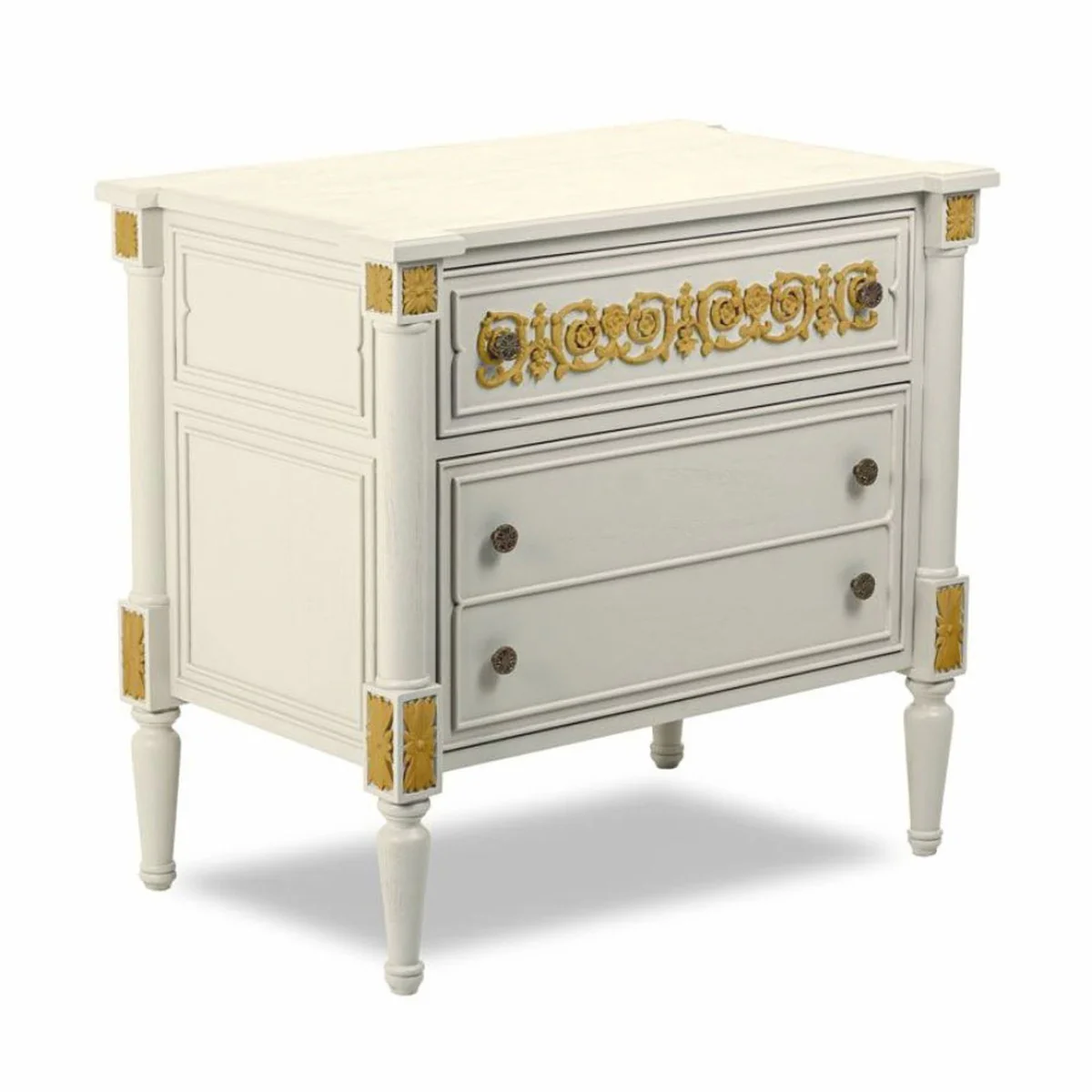 Luxury Baroque Nightstand Ivory/Gold - Baroque Style Bedroom Furniture
