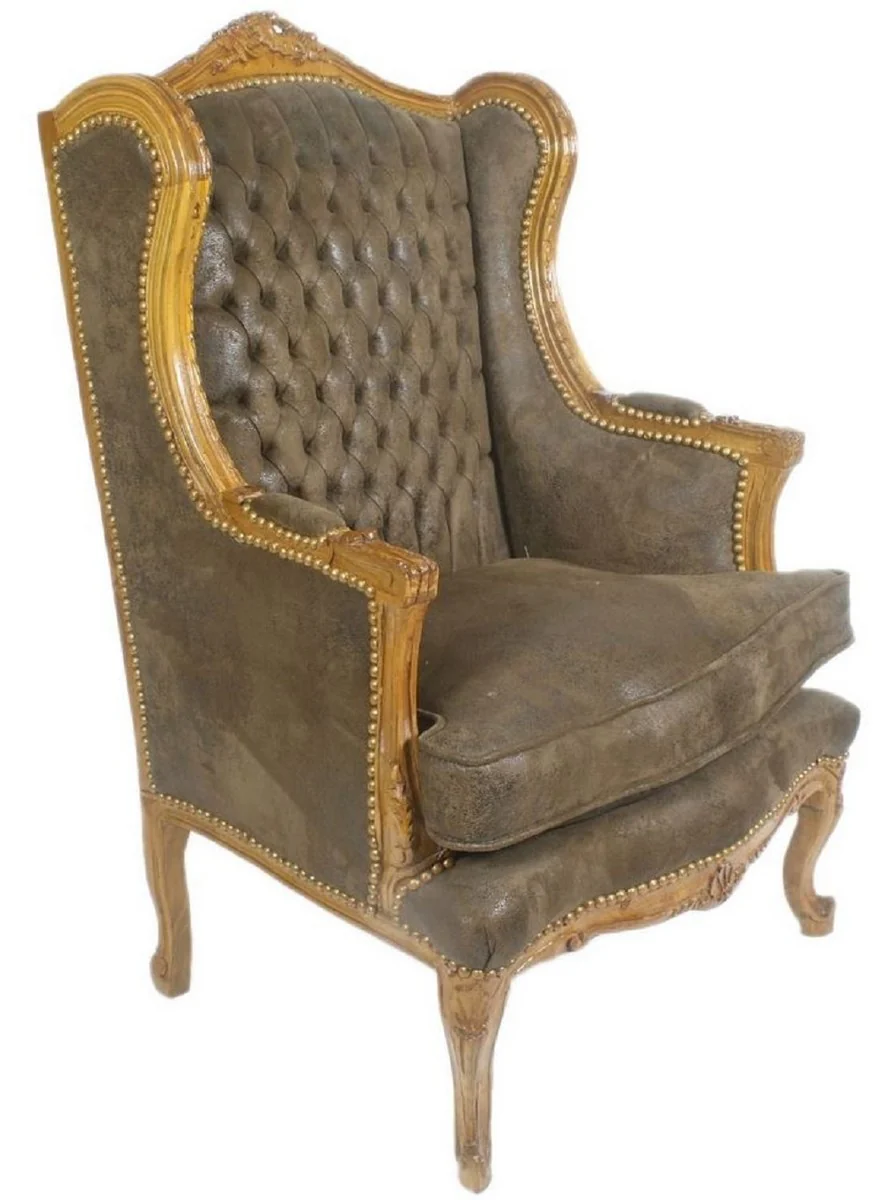 Baroque Chesterfield wing chair dark brown / brown 83 x 83 x H. 110 cm - Baroque furniture