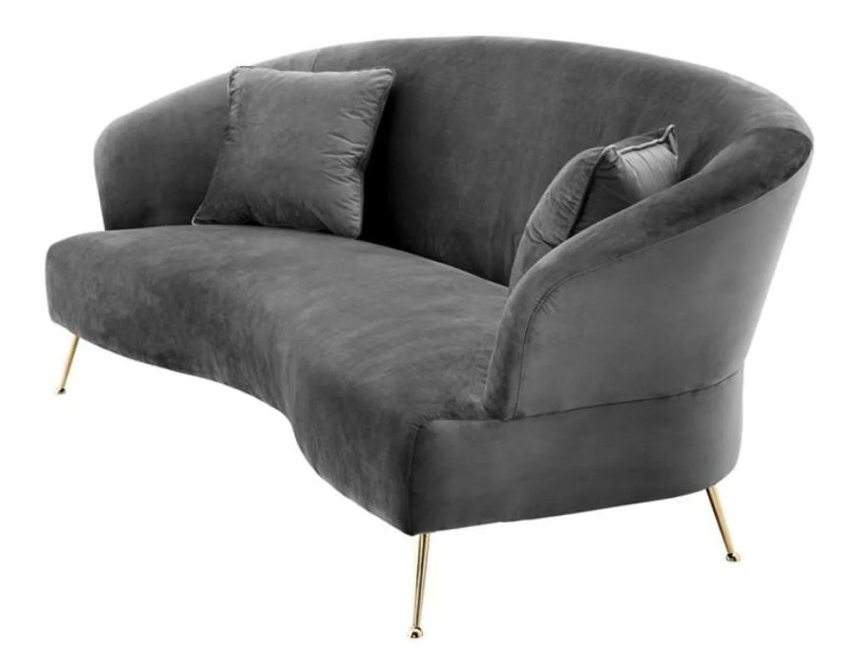 Sofa Grau / Messing 230 x 100 x H. 87 cm - Luxus Hotel Sofa