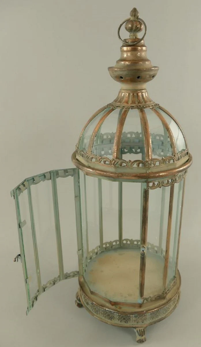 Art Nouveau lantern antique copper color H. 65 cm - metal table lantern with carrying handle - Baroque & Art Nouveau decorative accessories