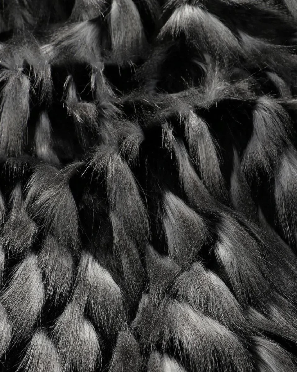 Luxury bedspread black / gray 150 x 180 cm - faux fur blanket