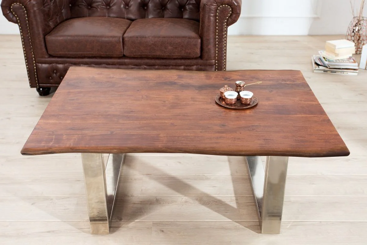 Designer solid wood acacia coffee table natural brown 120 x H. 45 cm - salon living room table