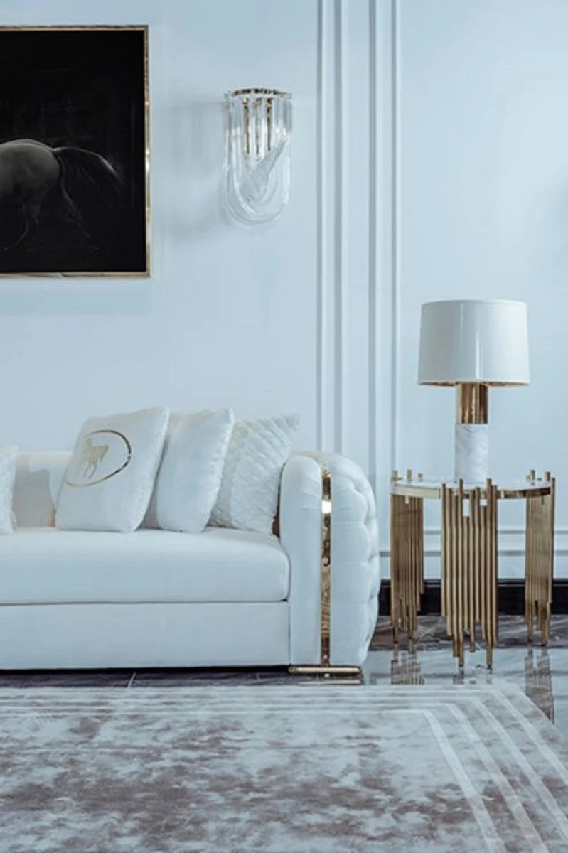Luxury sofa white / gold 265 x 83 x H. 73 cm - Modern living room sofa - Living room & hotel furniture - Luxury collection