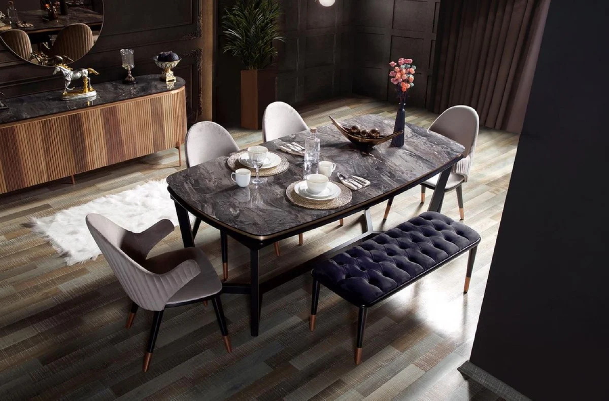 Luxury dining table black / copper 165-205 x 104 x H. 78 cm - Extendable kitchen table - Dining room furniture - Dining room furnishings - Luxury furniture - Luxury furnishings