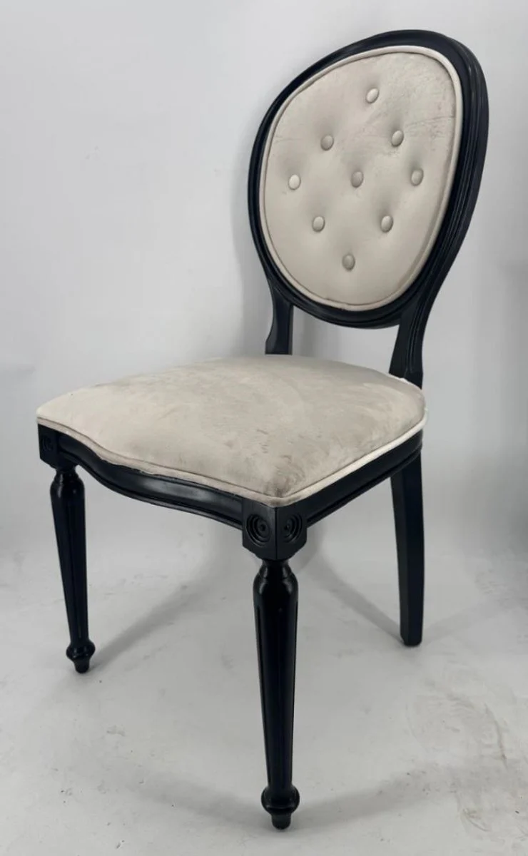 Luxury Baroque Dining Room Chair Gray / Black H. 99 cm - Baroque style dining room furniture