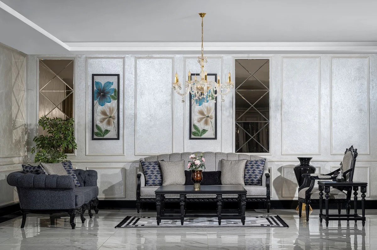 Luxury Baroque Coffee Table Black - Handcrafted Solid Wood Living Room Table in Baroque Style - Living Room Furniture in Baroque Style - Baroque Furniture - Noble & Magnificent