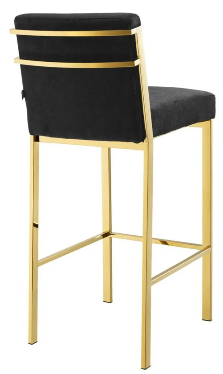 Luxury bar chair black / gold 43 x 54 x H. 101 cm - designer stainless steel bar stool with velvet fabric - bar furniture