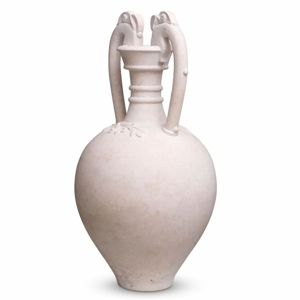 Luxury baroque decorative amphora sand color H. 53 cm - living room decoration
