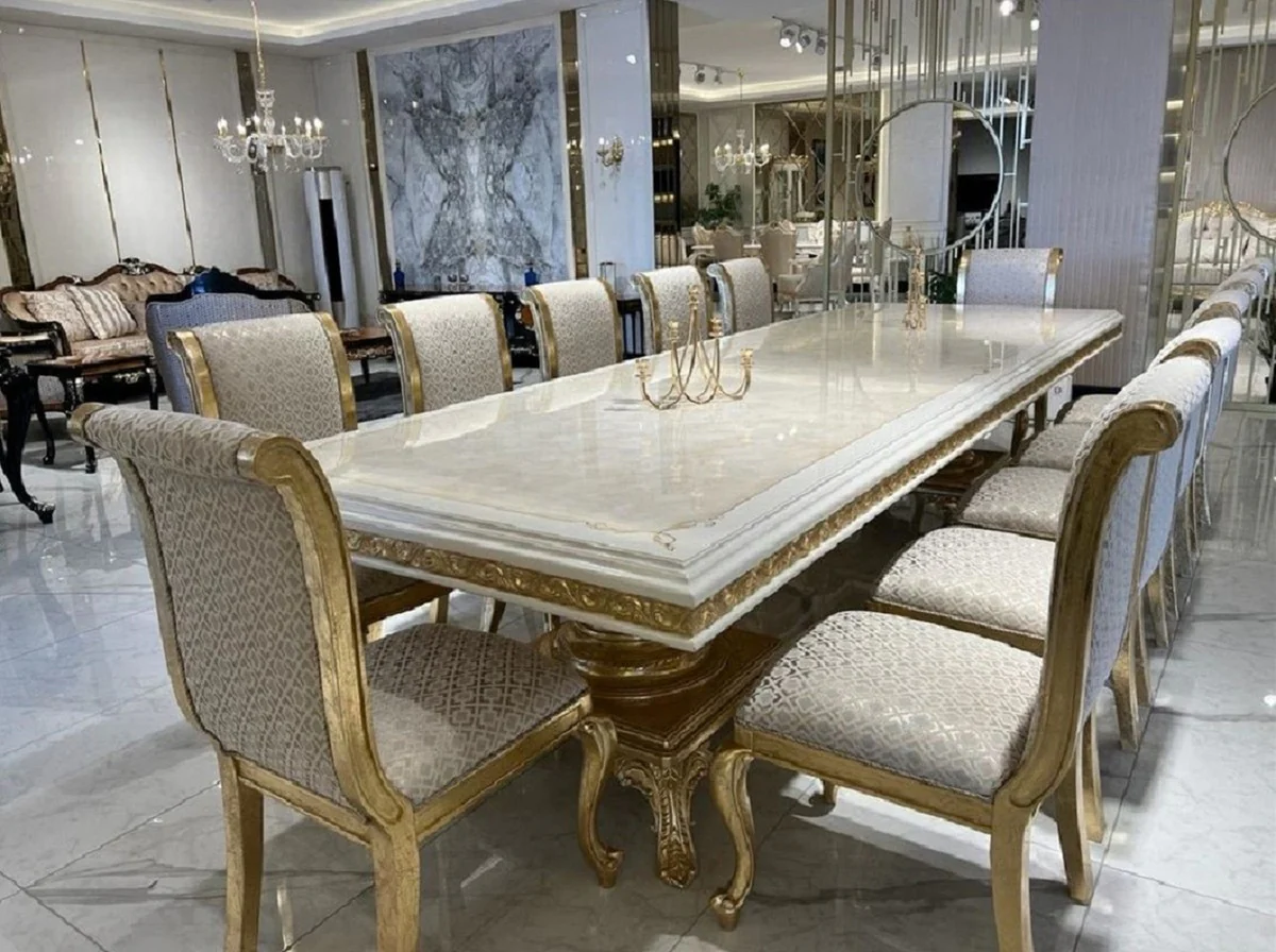 Luxury Baroque Dining Room Chair Gold Pattern / Antique Gold H. 105 cm