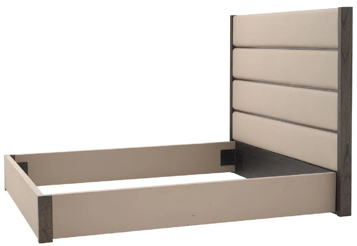 Luxury double bed frame with headboard gray / dark brown 205.5 x 225 x H. 150.5 cm - Bedroom furniture - Hotel furniture - Luxury quality