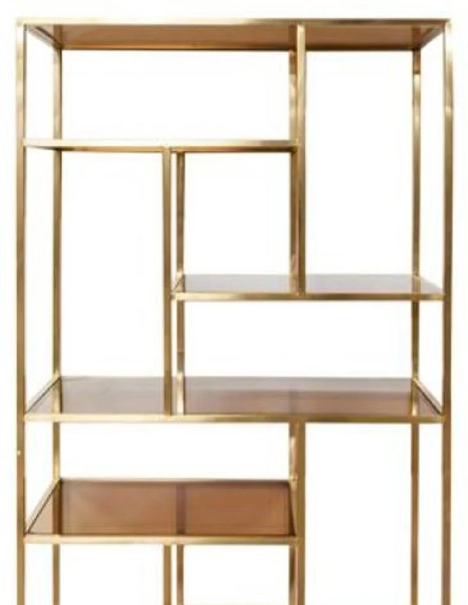 Luxury shelf cabinet gold / brown 80 x 35 x H. 180 cm - living room cabinet - bookcase