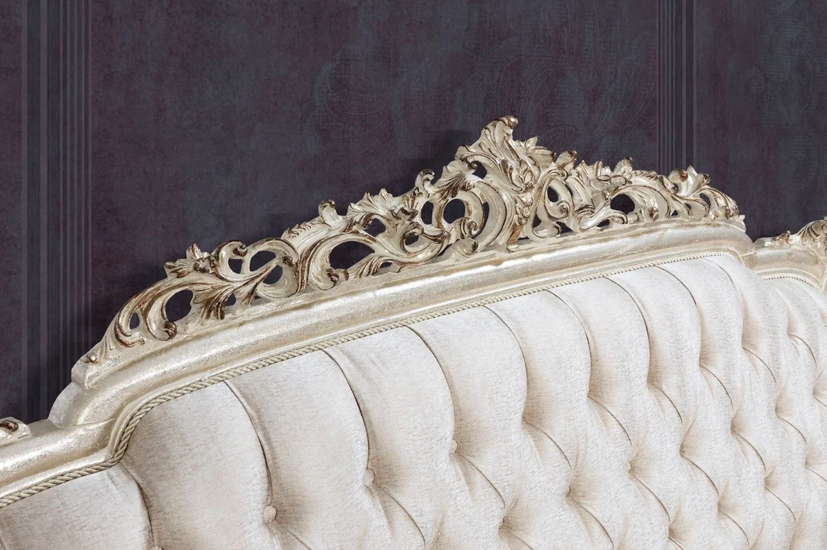 Luxury Baroque Sofa Cream / Beige / Antique Gold - Magnificent living room sofa with elegant pattern - Baroque living room furniture