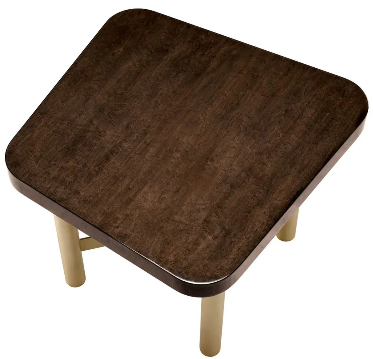 Luxury side table high gloss brown / brass 64.5 x 64.5 x H. 50 cm - Square table with solid wood table top - Living room furniture - Luxury furniture - Luxury furnishings