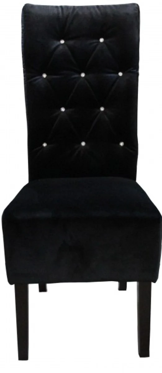 Designer Chesterfield Dining Chair Black with Bling Bling Rhinestones