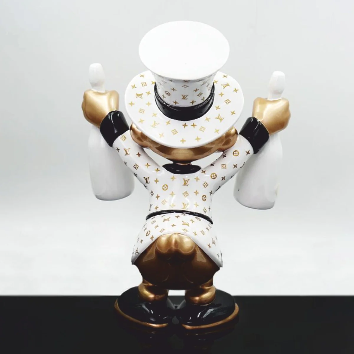 Decorative figure duck white / gold / black H. 45 cm - decorative sculpture