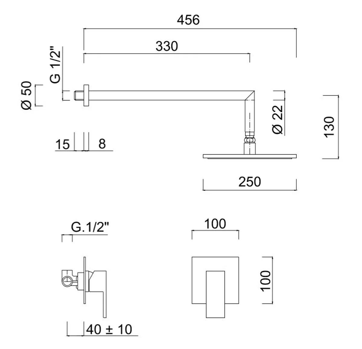 Luxury shower set concealed single lever shower mixer with overhead shower silver - luxury bathroom shower set