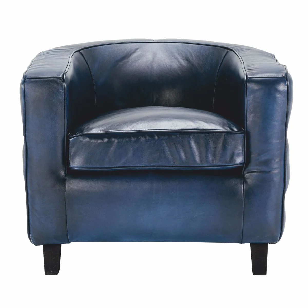 Luxury Chesterfield genuine leather armchair blue / black - leather furniture