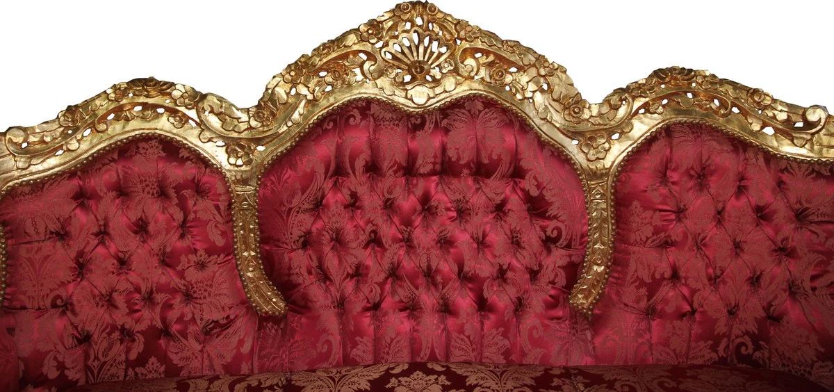 Baroque 3 Seater Sofa Lord Bordeaux Baroque Pattern / Gold - Furniture Lounge Couch