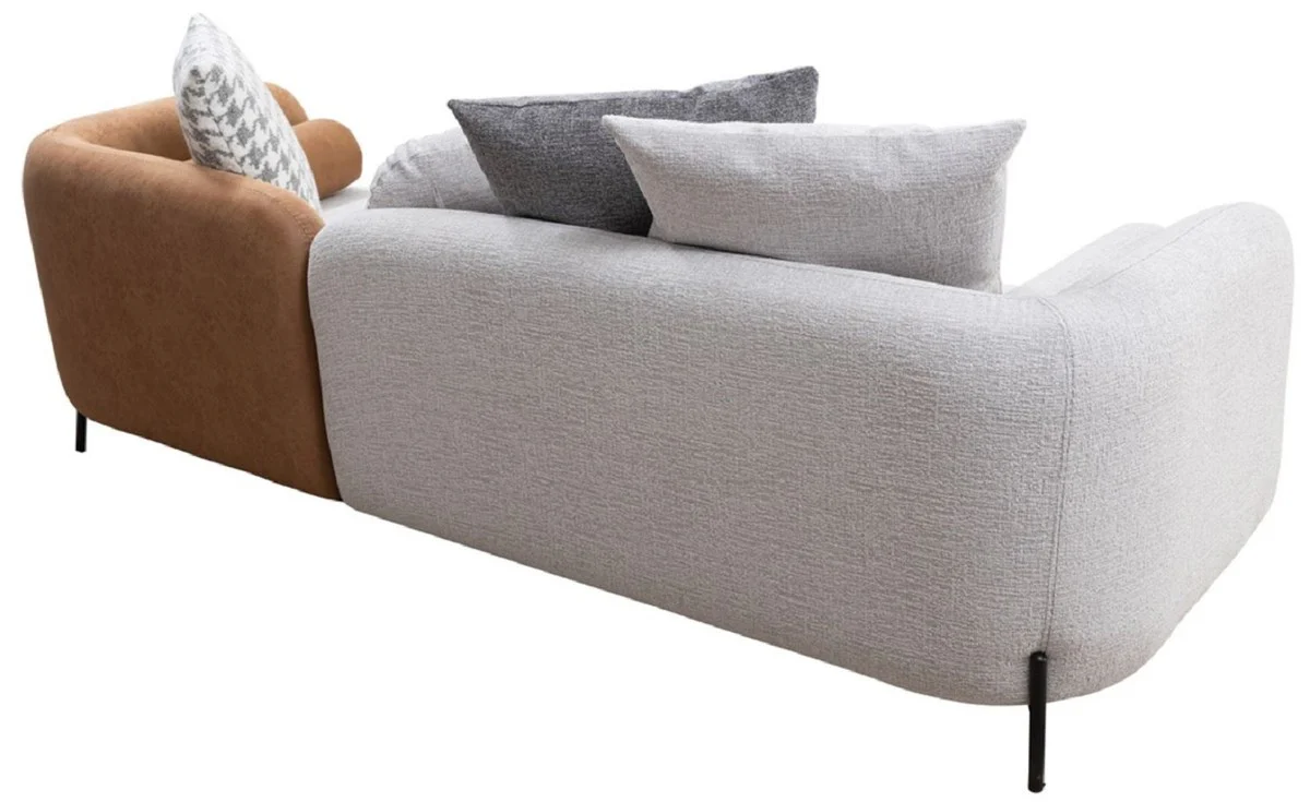 Luxury sofa light gray / brown / black 255 x 90 x H. 70 cm - living room sofa - living room furniture - luxury furniture - luxury furnishings