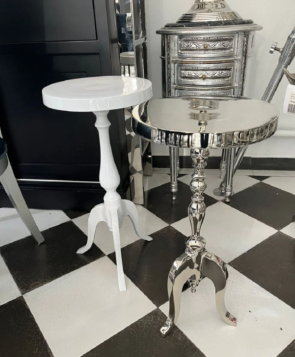 Luxury side table white Ø 28 x H. 60 cm - Round aluminum table - Living room furniture - Aluminum furniture - Luxury furniture