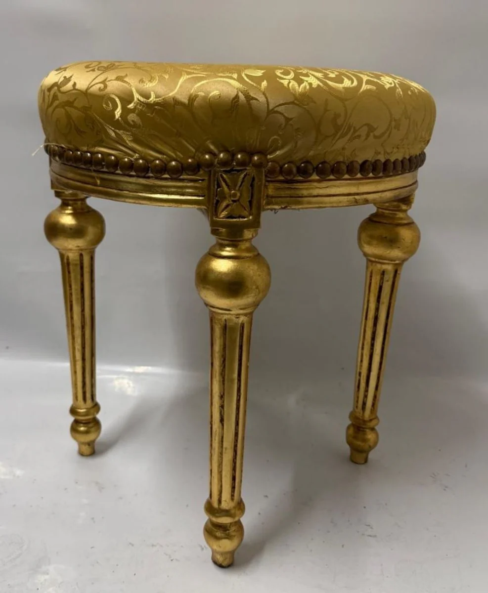 Baroque stool gold / antique gold H. 54 cm - Round baroque style stool