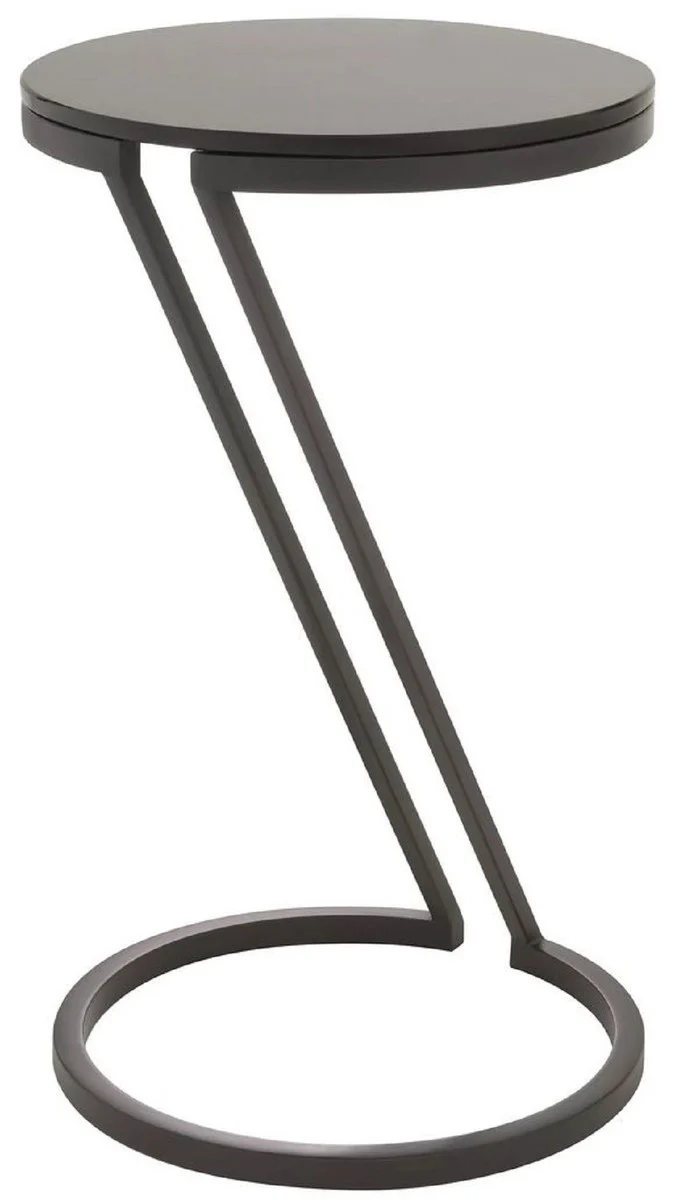 Luxury side table gunmetal / gray Ø 36 x H. 60 cm - stainless steel table with glass top - living room furniture - luxury furniture - luxury furnishings - luxury interior